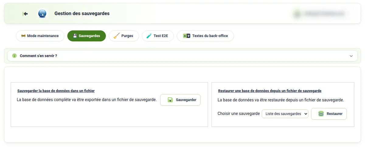Comment sauvegarder et restaurer ma boutique – capture d’écran