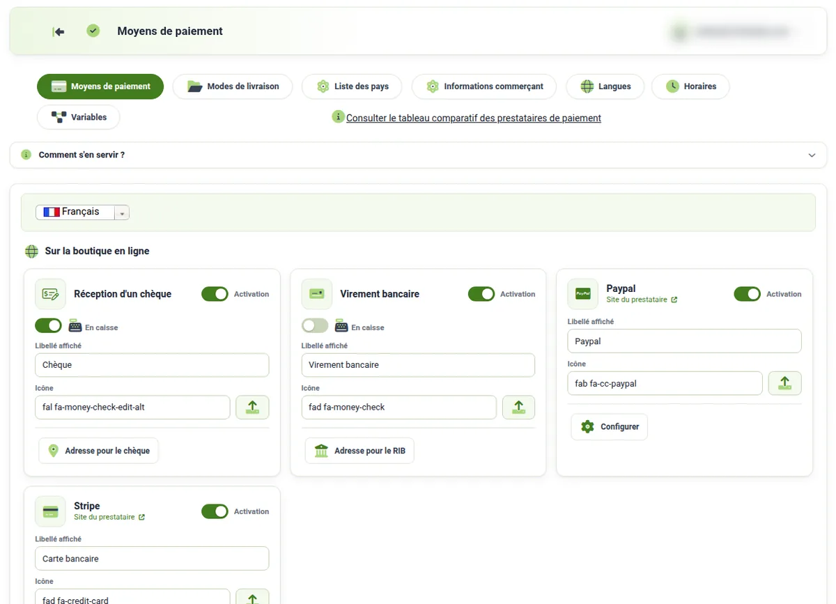 Comment accepter le paiement par carte bancaire – capture d’écran